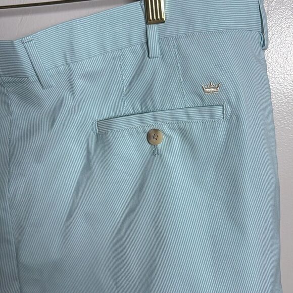 Peter Millar Crown Sport Shorts Teal Blue White Stripes Size 40 Golf Outdoor - Picture 6 of 12